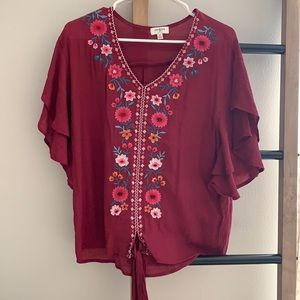 Flowy red blouse